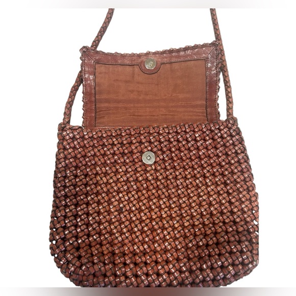 CEE KLEIN ACCESSORIES Leather Woven Boho Crossbody Purse In Copper Brown ✨EUC✨ - Picture 5 of 13